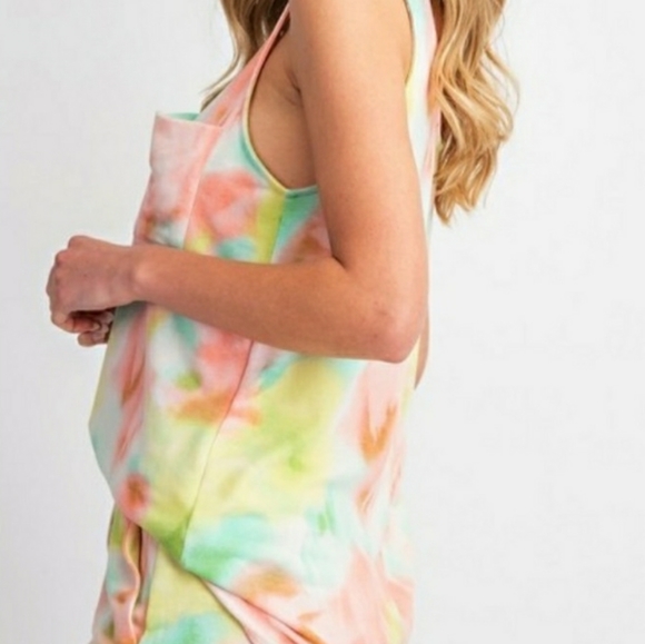 Lime and Peach 2-Piece Tie Dye Short Set - Picture 7 of 12